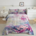 thumbnail image 2 of Watercolor Comforter Set,Modern Abstract Bedding Set Teens,Purple Blue Tie Dye Ombre Bed Set,Contemporary Grunge Aesthetic Duvet Insert (Purple Blue,Full Size), 2 of 6