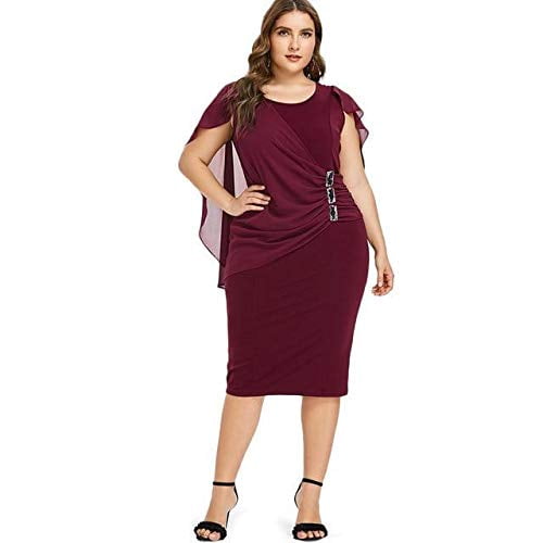 Plus-Size-Clothing Rhinestone Embellished Dresses