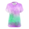 thumbnail image 5 of Xdegoge Womens Aesthetic Cloud Tie Dye T Shirt V Neck Short Sleeve Galaxy Pastel Print Relaxed Fit Artistic Y2K Style Summer Casual Fashion Apparel Tees Tops Shirts, 5 of 5