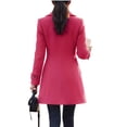 thumbnail image 5 of Mifsaly Womens Double Breasted Pea Coat Notch Lapel Long Sleeve Tailored Winter Jacket Warm Elegant Mid Length Outerwear for Office Work Travel Hot Pink,XL, 5 of 5