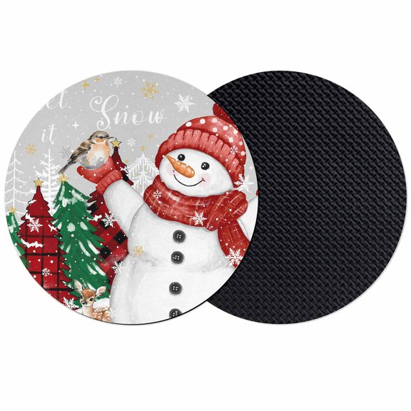 Grey Snowman Christmas Coasters Set of 2, Absorbent Coasters for Drinks, Snowflake Xmas Tree Winter Elk Coaster for Desk Coffee Table Protection, Home Decor House Warming Gifts 4"
