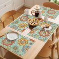thumbnail image 5 of Retro Boho Floral Placemats Set of 8, Yellow Orange Flower Leaf Abstract Teal Non-Slip Place Mats Washable Table Mats for Kitchen Dining Table Decorations Indoor/Outdoor, 5 of 9