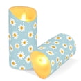 thumbnail image 3 of Daisy White Dots Pattern Flameless Candles 2 PCS with Remote Realistic Moving Flame LED Tapered Pillar Set for Home Decor, 3 of 7
