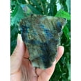 thumbnail image 3 of WHOLESALE Natural Labradorite Slab, 1.5"-3.5" Raw Polished Face Labradorite Slices, High Flash Specimen, Raw Labradorite Free Shape (5 Pounds: 30 - 45 pieces), 3 of 9