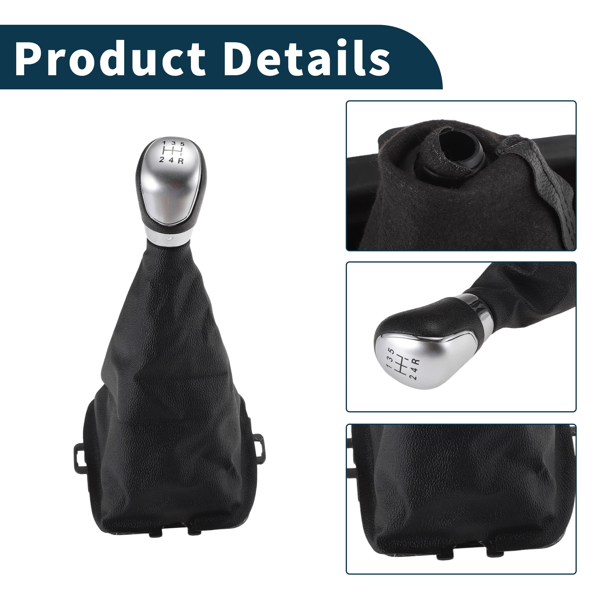 Unique Bargains Manual Gear Shift Knob Handle for Ford Fiesta MK5 2008 No.8A6R7H409MA/1556845 Shift Gear Lever Knob Gearstick Gaiter Boot Cover Plastic Leather