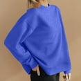 thumbnail image 2 of Htigea Sweatshirts for Women Textured Long Sleeve Crewneck Sweatshirt Solid Color Drop Shoulder Pullover Tops Blue S, 2 of 8