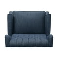 thumbnail image 6 of Comfy Upholstered Accent Reclining Chairs, Fabric Recliner Chair, Lounge Armchair, Push Back Single Sofa Chair with Foldable Footrest & Wood Legs, for Living Room, Bedroom, Navy Blue, 6 of 9