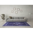 thumbnail image 3 of Ahgly Company Machine Washable Indoor Round Medallion Blue Traditional Area Rugs, 5' Round, 3 of 4