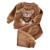 Byoo Flannel Outfit Toddler Boys Cartoon Bear Print Full Sleeved Shirt Pants Homewear Children Thickened Cozy Pj Sets
