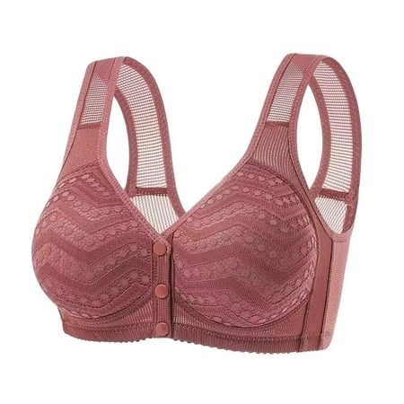 YEJIMAN Daisy Bras for Older Women Front Closure Bras Bra No Underwire Plus Size Front Button Bra  Red Women Underwear Cotton  Cotton Cotton Underwear For Women
