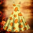 thumbnail image 2 of Women's Fashionable Thanksgiving Printed Strap Zipper Casual Retro Long Dress (5), 2 of 2