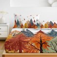 thumbnail image 6 of Twin Sze Fitted Sheet Set - Orange Blue Trees Fall 2 Piece Bedding Sets 16" Deep Pocket Fitted Sheet with 1 Pillowcase, Maple Leaf Botanical Thanksgiving Brushed Microfiber Hotel Luxury Bed Sheets, 6 of 9