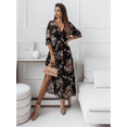 thumbnail image 2 of EASYBRA Women V Neck Floral Chiffon Midi Dress Side Slit Elegant Summer Casual Flowy Dress, 2 of 5