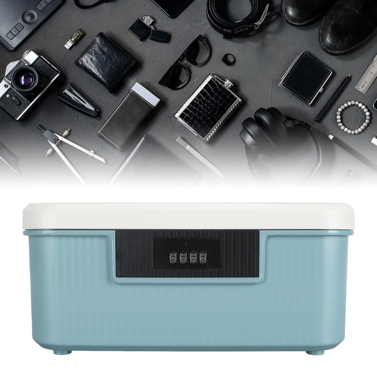 BIMZUC 9L Lockable File Organizer – Dual‑Layer Password Box, Blue, 9L Capacity, Durable ABS, Ideal for Home & Office