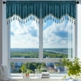 thumbnail image 5 of Honeeladyy Soft Tassles Valance Curtains, Solid Color Elegant Valances for Kitchen Bedroom Living Room, 1 Piece Blue Rod Pocket Short Window Valance, 59.06x15.75 in, 5 of 6
