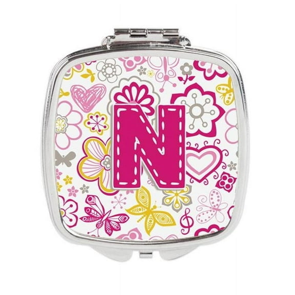 Carolines Treasures CJ2005-NSCM Letter N Flowers & Butterflies Pink Compact Mirror