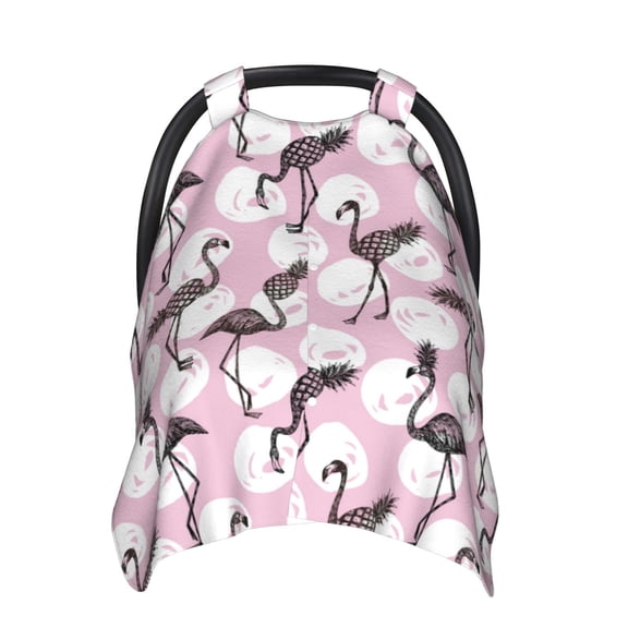 Car Seat Cover Baby - Pineapple Flamingo Breathable Infant Car Seat Cover for Baby Carseat, Lightweight Comfort Baby Essentials Must Haves Newborn Stuff for Girl Boy
