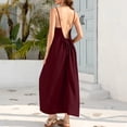 thumbnail image 6 of Kojanyu Women's Solid Sleeveless Round-Neck Backless Maxi Sleep Dress Casual Loose Home Lounge Wear, 6 of 9