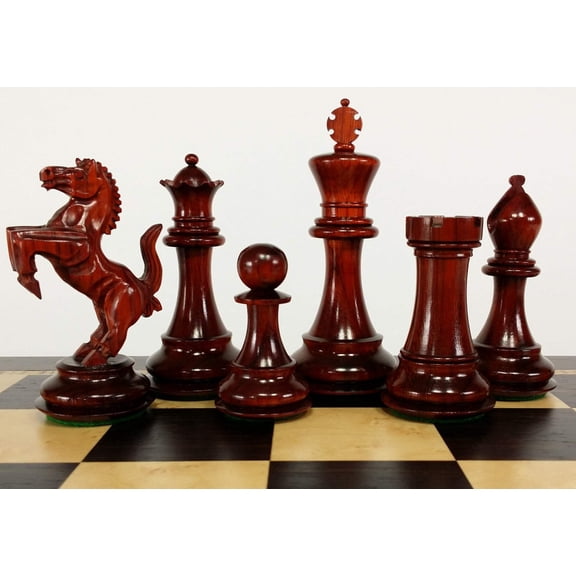 BLOOD ROSEWOOD REARING KNIGHT 4 1/2" Kg Large Staunton Chess Men Set - NO Board
