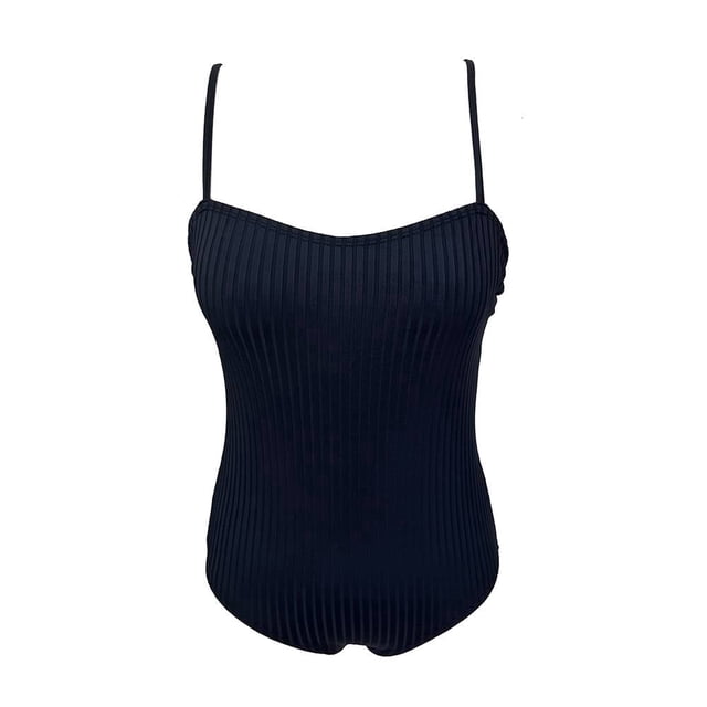 Traje de Baño Ocean Pacific para Mujer Completo con Textura, Tirante Delgado Ajustable Negro Talla EG