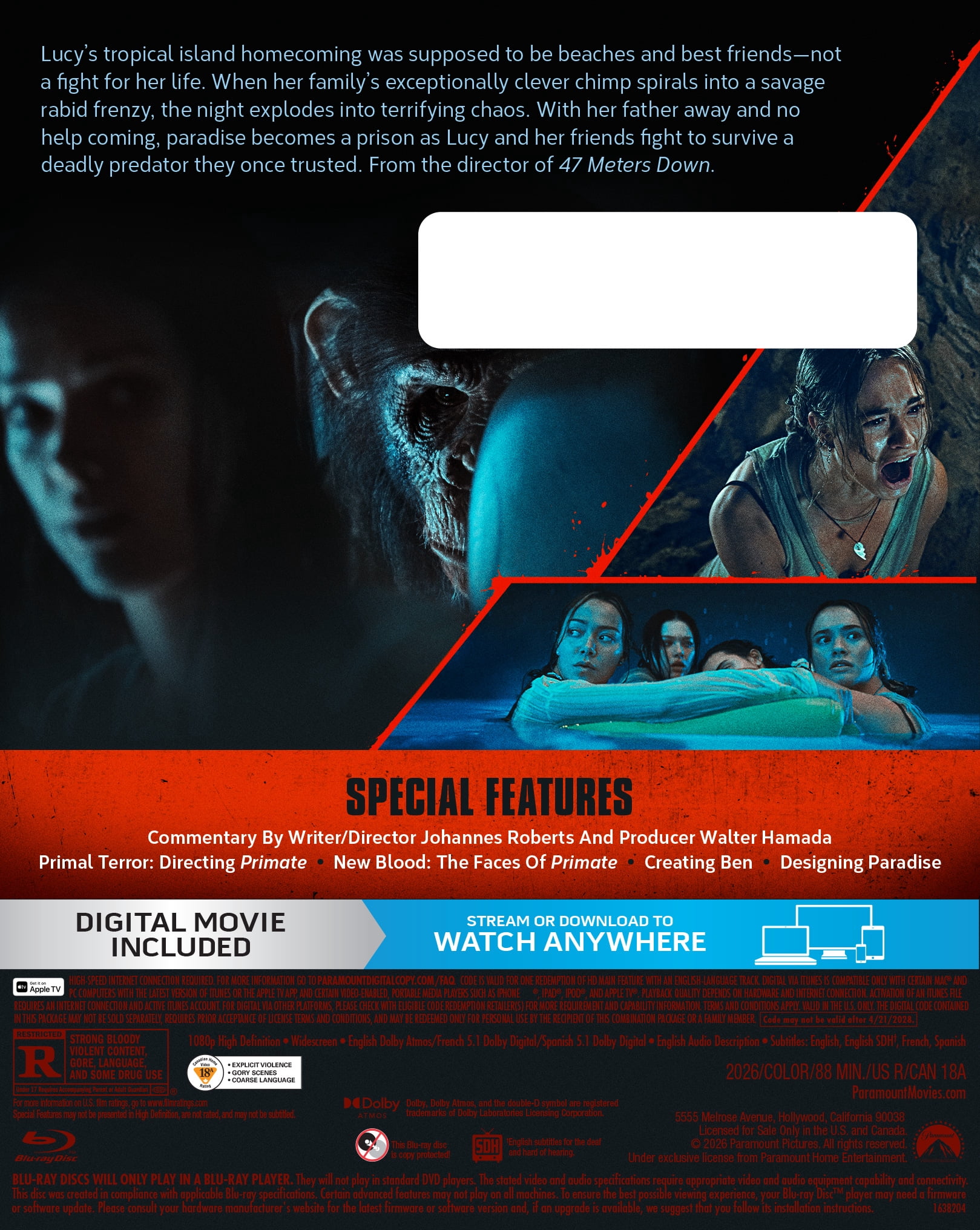 Primate (2026) (Blu-ray), Horror, Paramount