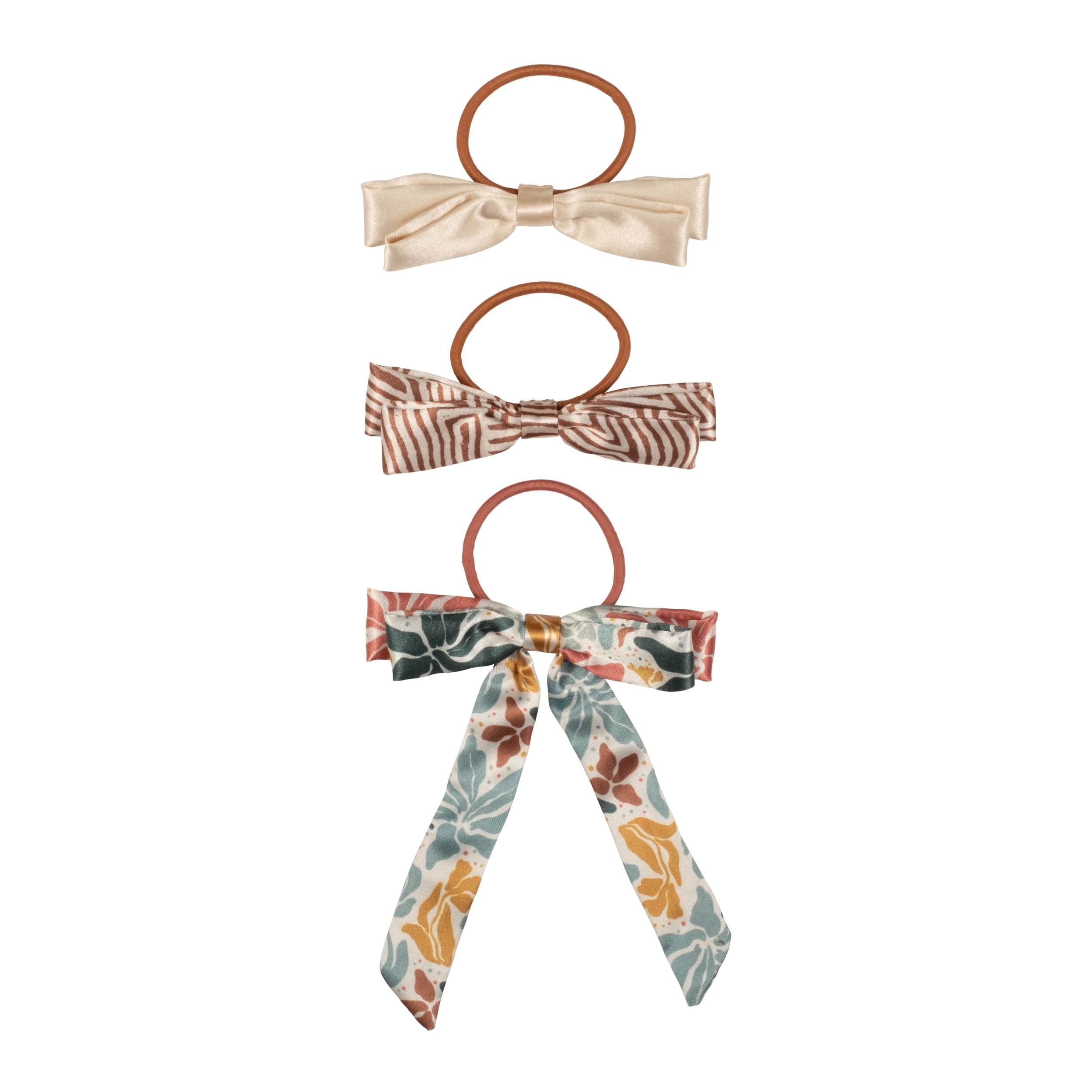 Goody Tru x DomoINK Bow Hair Ties, No-Damage Stretch Bands, All Hair Types, Multicolor, 3 Ct