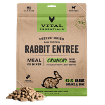 Vital Essentials Freeze-Dried Raw Rabbit Meal or Mixer Dog Food Crunchy Mini Nibs, 25 oz