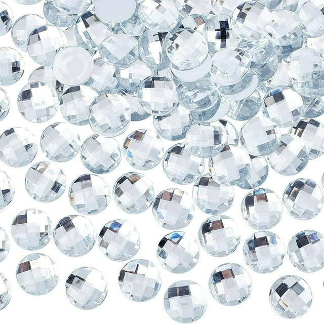 HLONK 120 Pcs 20mm Large Flat Back Round Acrylic Rhinestone Gems with Container Clear Circle Crystals Bling Jewels Acrylic Jewels Embelishments for Costume Making Cosplay Jewels Crafts DI