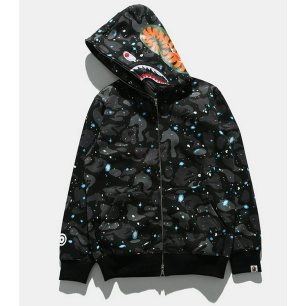 En stock Chamarra Casual Con Capucha De Tiburon BAPE Para Hombres Y Mujeres Sueter Luminoso Ypangjing Bodega Aurrera en linea