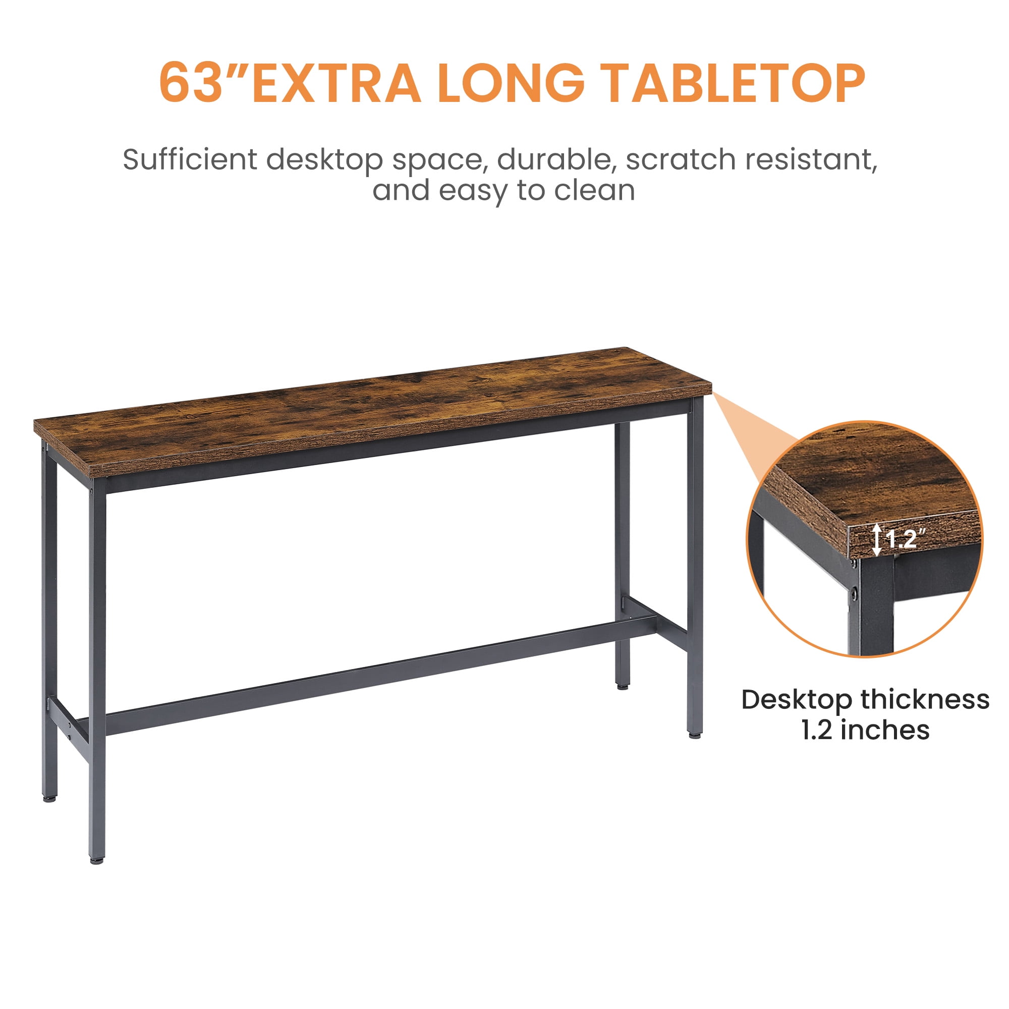 Small Kitchen Table Set for 3, Modern Dining Room Table Set with 3 Stools, Extra Long Bar Table Set, Wooden Pub Table, and Chairs Set, Saving Space Patio Restaurant Bistro Table Set, Brown