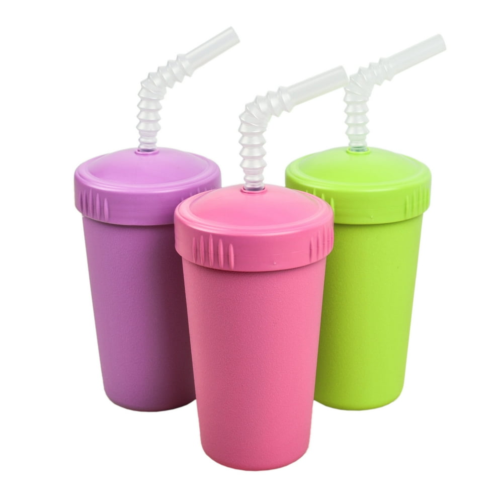 RePlay Made in USA 3pk Straw Cups with Reversable Straw for Easy Baby, Toddler, Child Feeding