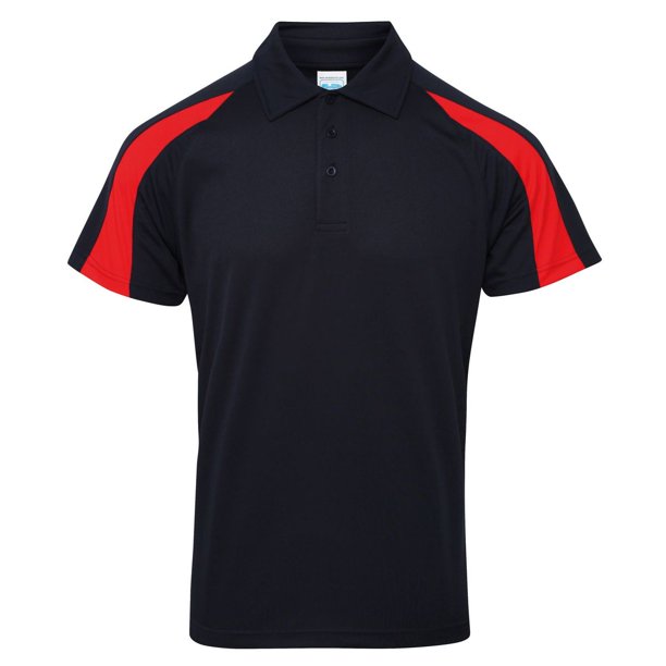 AWDis Just Cool - Polo transpirable de manga corta con franjasen contraste Hombre caballero - Verano/Deporte (Marino/rojo)