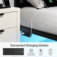 thumbnail image 6 of Kbun Queen Bed Frame with 2 Drawers and Upholstered Headboard, Outlets and LED Lights, Heavy Duty Metal Platform with Storage Space Under Frame, No Box Spring Needed, Noise Free, Gray, 6 of 8
