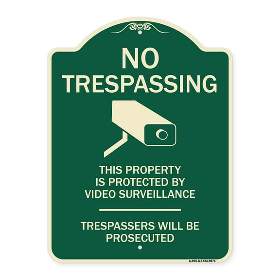 SignMission A-DES-G-1824-9876 Designer Series Sign - This Property Is Protected By Video Surveillance