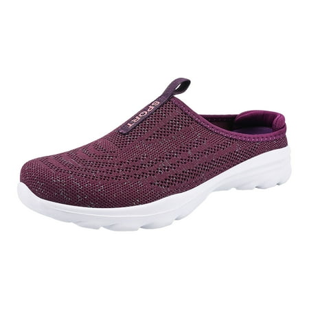 

Blphud Female Shoes Summer Shoes for Women 2024 Casual Shoes for Women Comfortable Ladies Wrapped Toe Flyweave Mesh Breathable Half Flip Flops Large Size Casual Shoes Purple 40