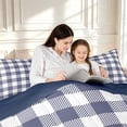 thumbnail image 4 of Manfei Classic Plaid King Size Comforter Sets,Vintage Check Comforters King Size,White Navy,Navy Blue Reversible,3 Pieces,1 Comforter and 2 Pillowcases,3 Pieces,1 Comforter and 2 Pillowcases, 4 of 7