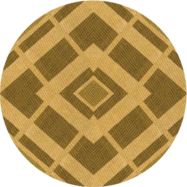 Ahgly Company Tapis Rond Lavable en Machine Intérieur Transitionnel Bière Orange, 7 Pieds Rond