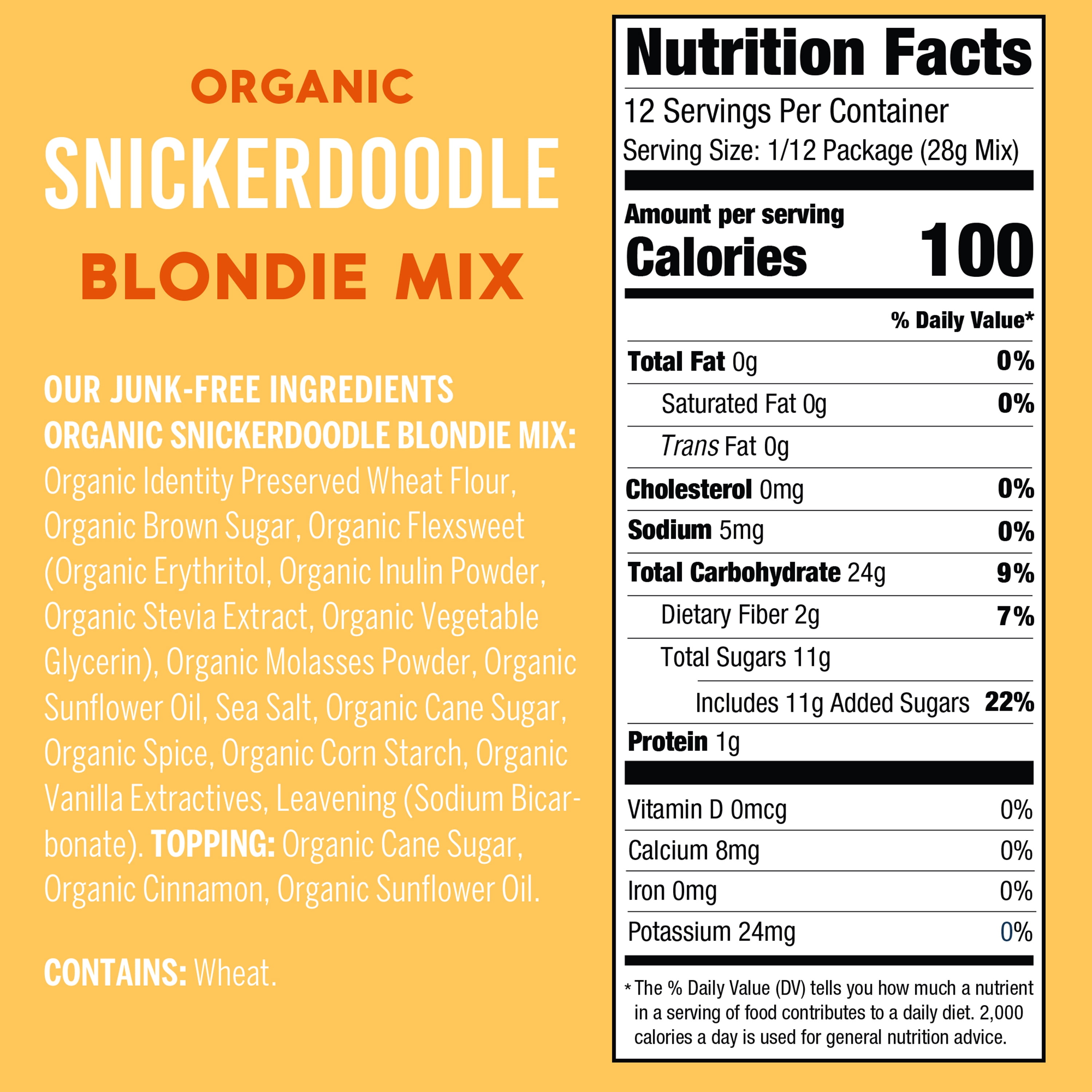 Foodstirs Junk-Free Bakery, Organic Snickerdoodle Blondie Mix, 25% Less Sugar, Dairy Free, 11.95 Oz