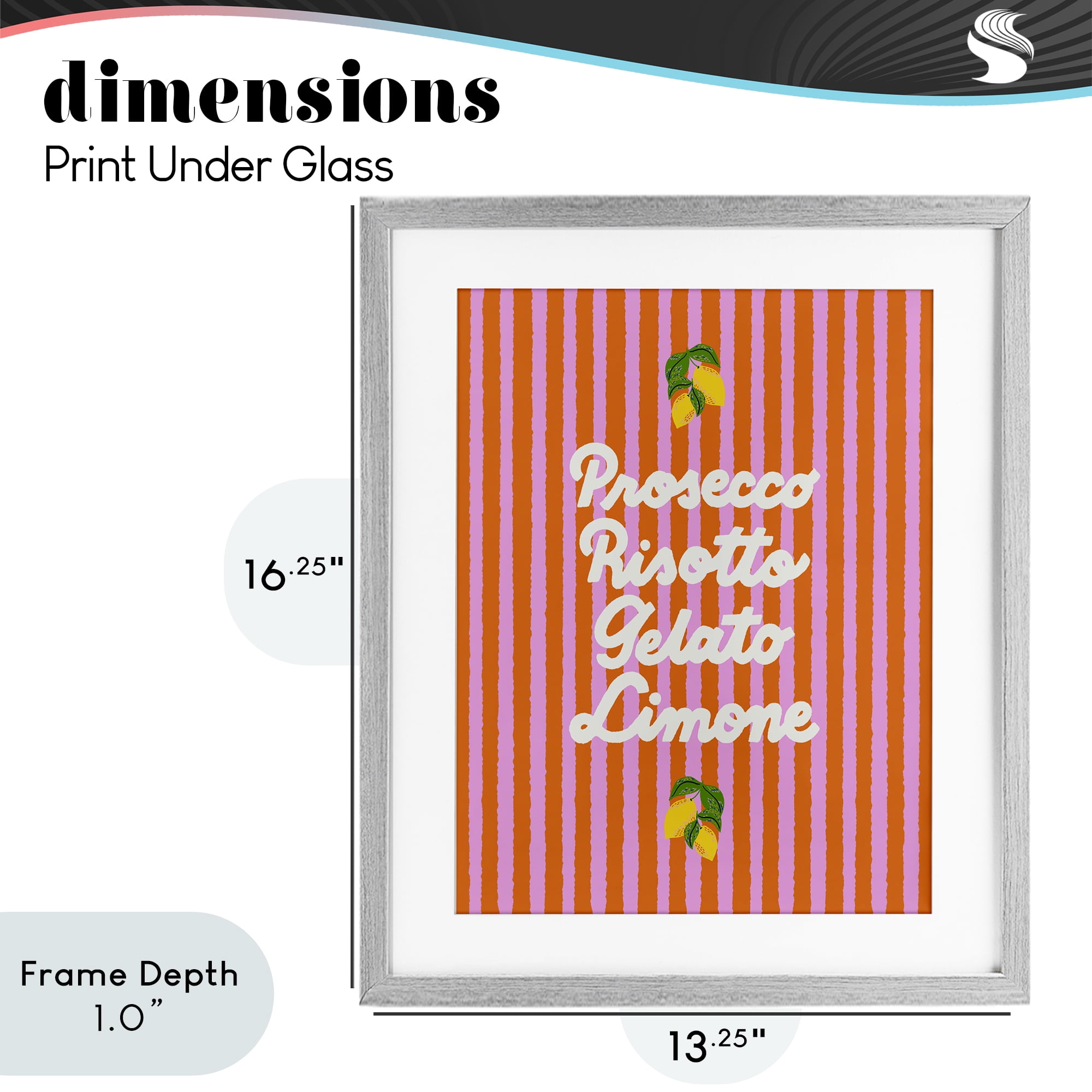 Stupell Industries Italian Enjoyment over Stripes Gray Framed Print Under Glass, design by Indira Prieto | IndySign