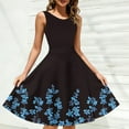 thumbnail image 6 of Floral Cocktail Dresses for Women Formal Business Casual Aline Tank Dress Sleeveless Tea Party Prom Blue, M, 6 of 7