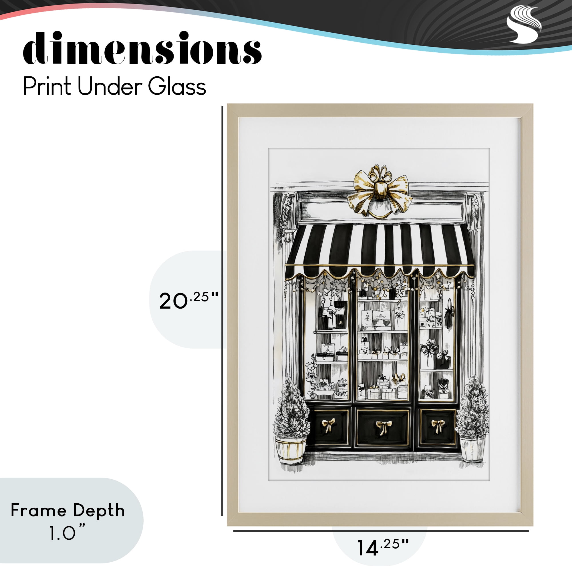 Stupell Industries Striped Paris Shop Facade Birch Framed Print Under Glass, design by Petal Prints Design