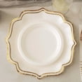 thumbnail image 1 of CUITING 25 Pack White Pink Paper Dessert Plates in Damask Floral Pattern  8” Round Disposable Salad Appetizer Plates with Scalloped Rims - 300 GSM, 1 of 11