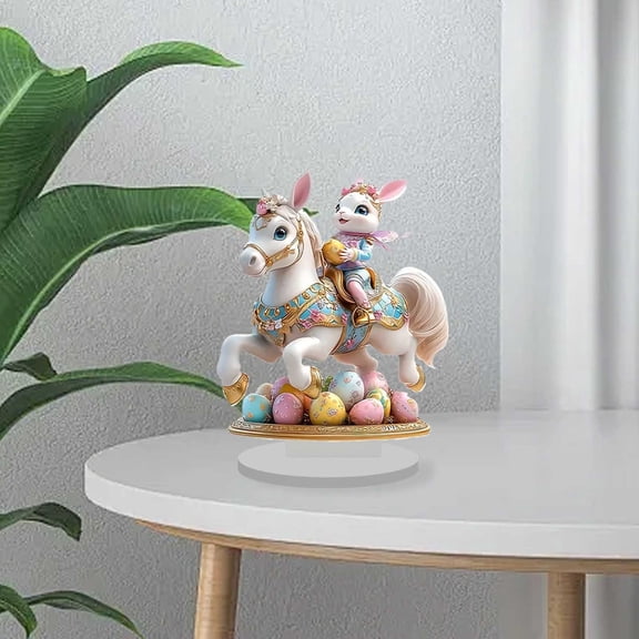 Easter Bunny Mushroom Cabin 2D Decor - Cute Egg-Themed Home Ornament, Christmas & Valentine's Day Preppy Accent, Festive Easter Tabletop & Shelf Decor, Durable Acrylic Flat Decoration for Spring, C