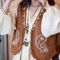 thumbnail image 4 of SwiftWear Women's Vest Open Front Boho Embroidered Suede Vest with Tassel Tie Waist Western Style Casual Loose Fit Sleeveless Jacket, 4 of 5