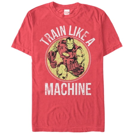 Men s Marvel Iron Man Train Like a Machine Graphic Tee Red 2X Large