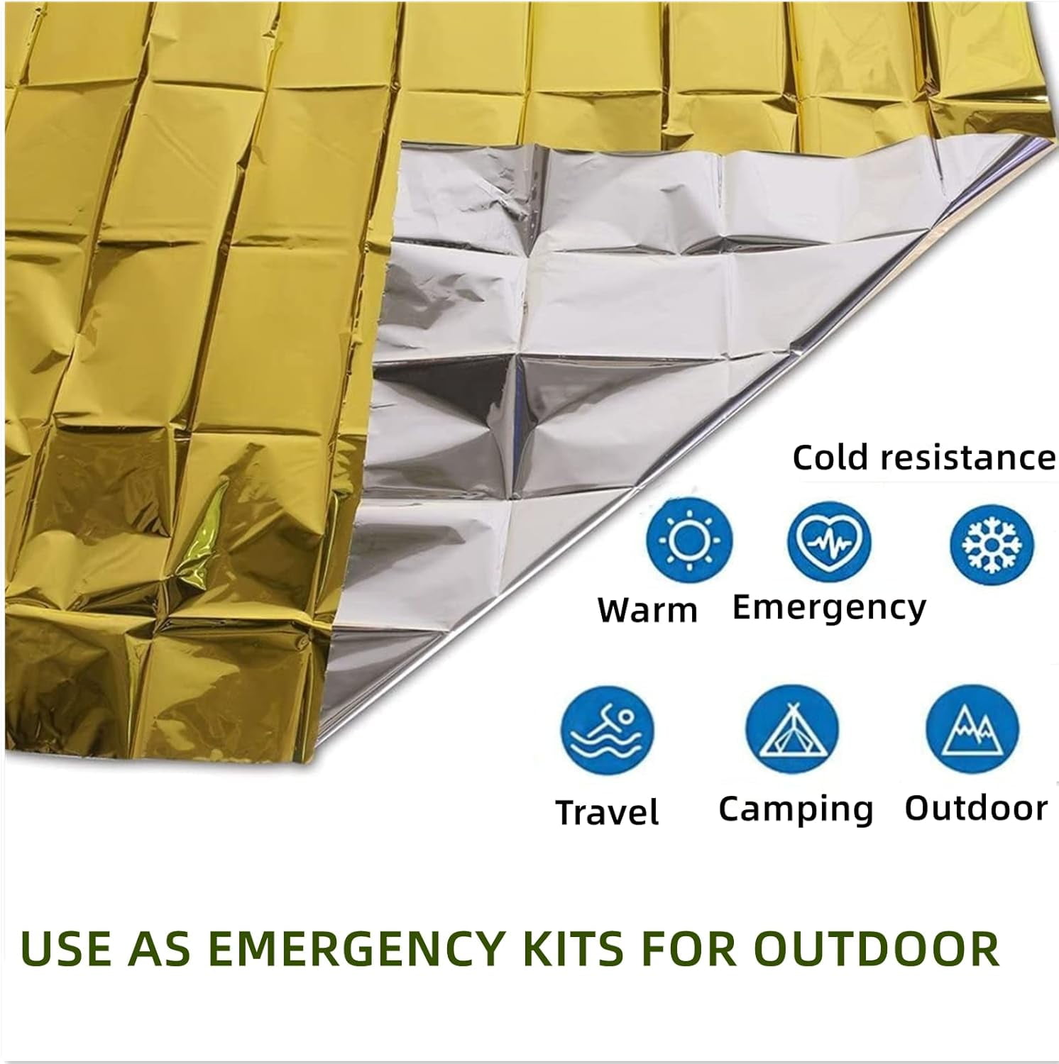 Emergency Mylar Thermal Blankets, Silver Gold Foil Survival Blanket Space Blanket Survival Kit for Outdoors, Camping, Hiking (20pcs)