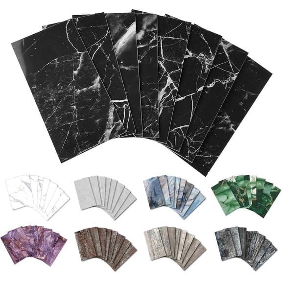 32- Peel and  Backsplash Wall Tile, 4"" PVC Glossy Black Marble   Subway Tiles for Kitchen, Bathroom, Laundry Room, Camper, Fireplace