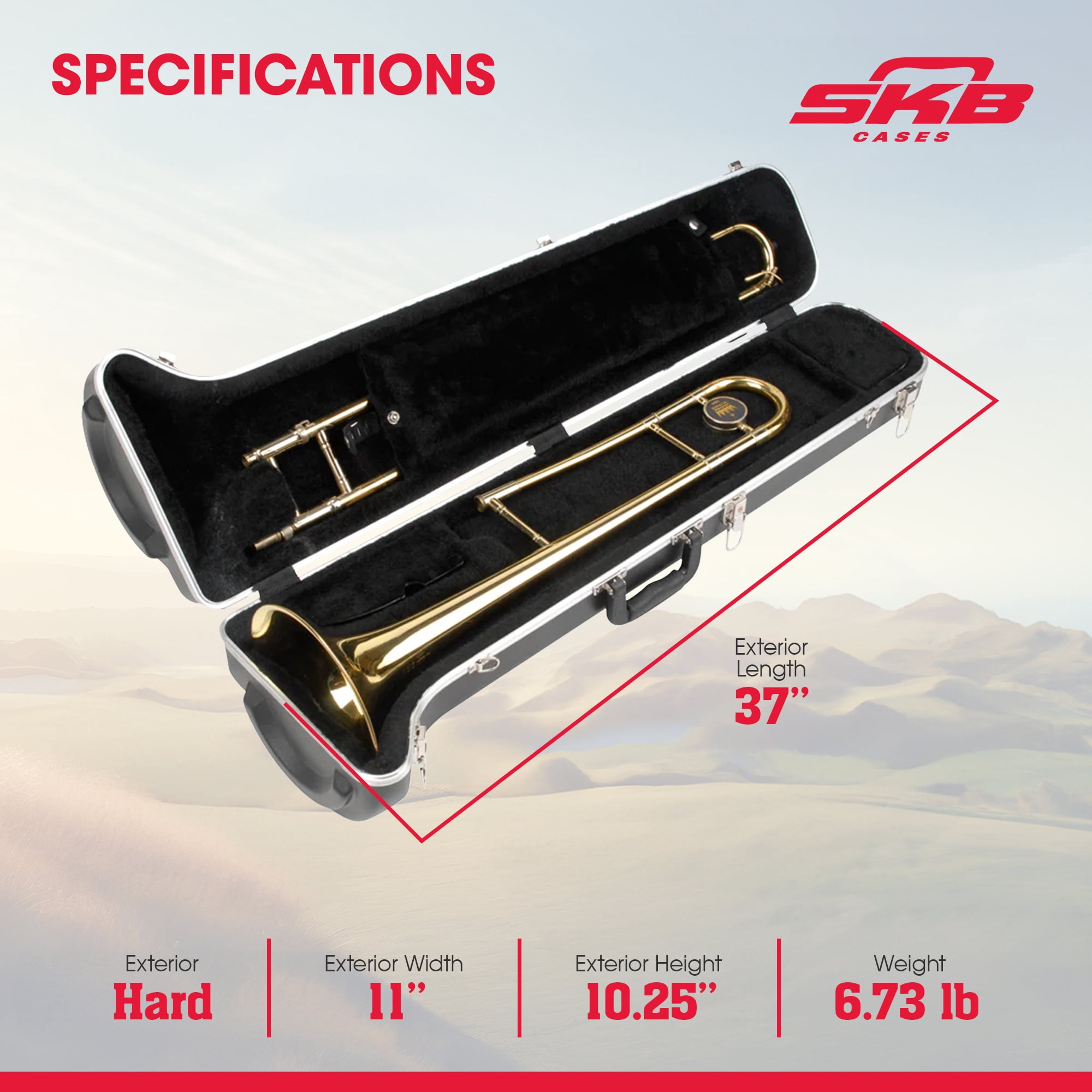 SKB Hardshell Travel Instrument Case for Small Bore Straight Tenor Trombones