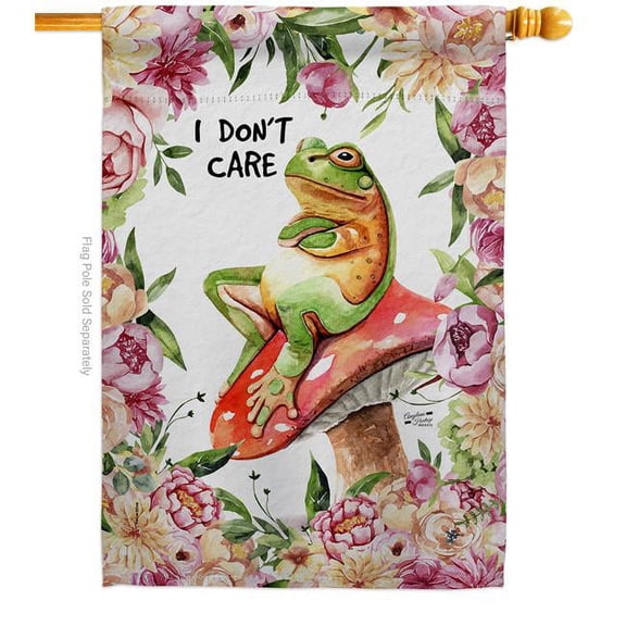 Angeleno Heritage  Dont Care Toad Animals Critter 28 x 40 in. Double-Sided Decorative Vertical House Flags for Decoration Banner Garden Yard Gift