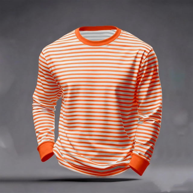 Ceisia Men's Regular Fit Horizontal Stripe Long Sleeve Round Neck Casual T-Shirt Gifts